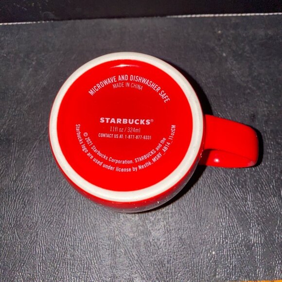 Starbucks Red Ceramic Coffee Mug With Green Logo Design - Picture 3 of 10